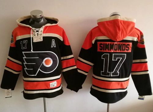 Flyers #17 Wayne Simmonds Black Sawyer Hooded Sweatshirt Stitched NHL Jersey - Click Image to Close